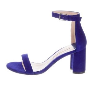 Stuart Weitzman Velvet Blue Block Heels Womens Size 10